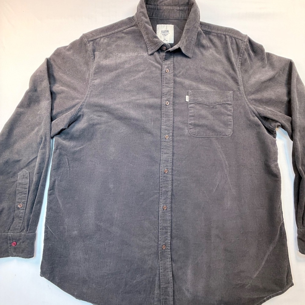 Katin Corduroy Button Up Shirt Mens XXL Brown Long Sleeve Cotton Surfer